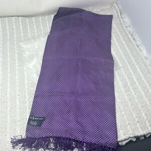 Vintage Polo Ralph Lauren Silk Polka Dot Scarf With Fringes 53” L X 12” Wide